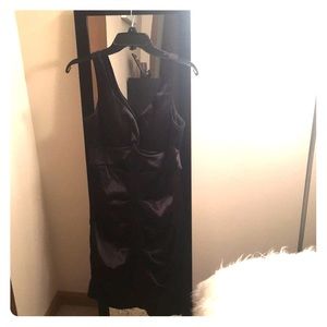 Black satin cocktail dress